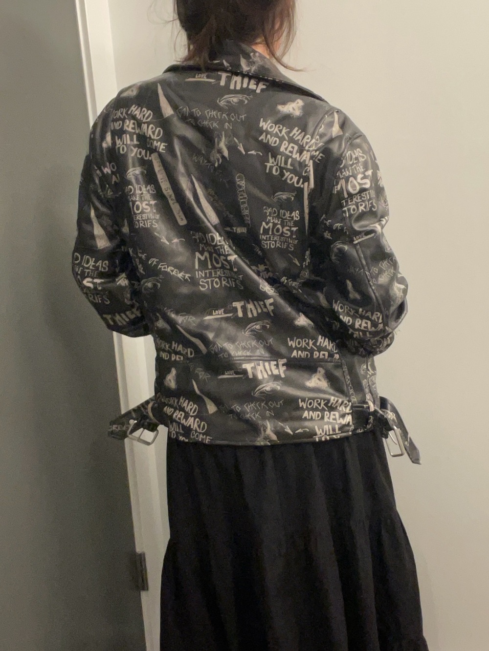 Zara Black Graphic Bomber Jacket